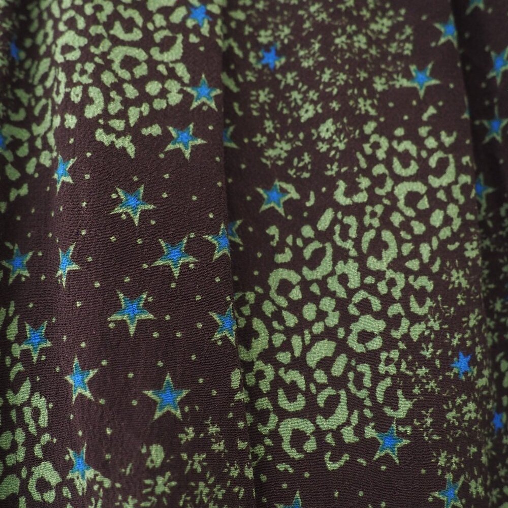 !! Topshop Green Mix Print Tie-Front Long Sleeve Top sz US 4 - Picture 8 of 10